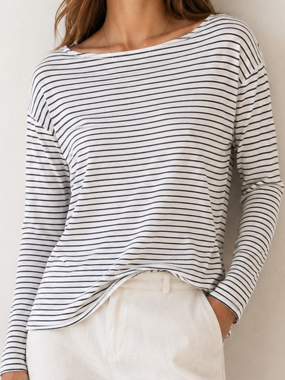 Vince White & Black Stripe Organic Pima Cotton Oversized Tee Layer Minimalist XS